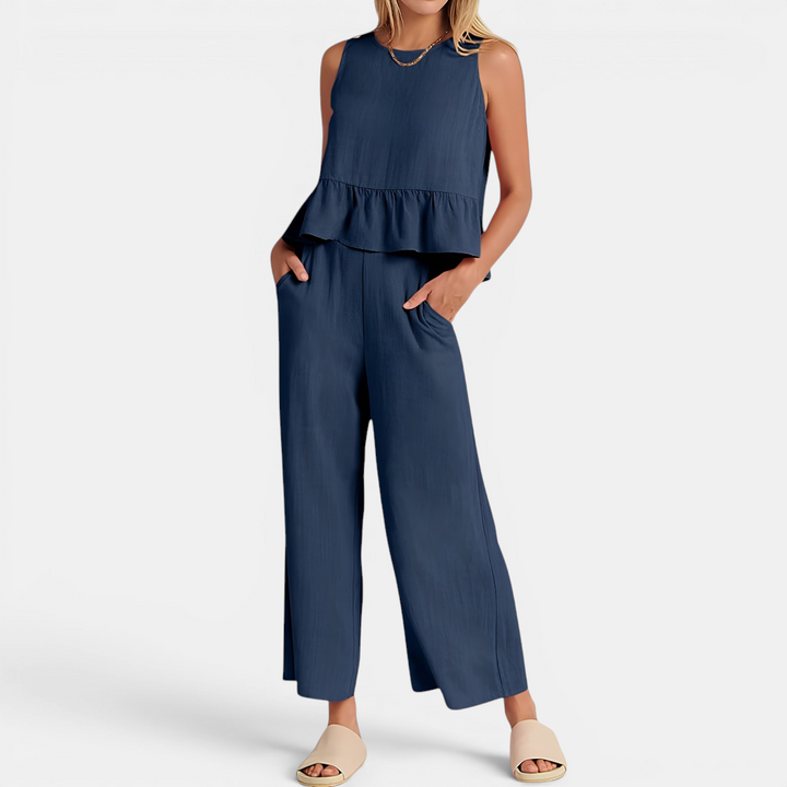 BRISETTE™ – Pleated Vest & Wide Leg Palazzo Set