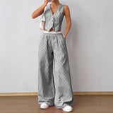 HELENAT - Striped Print Vest Top
