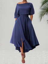 ZEBYT - Women's Belted Bishop Sleeve Boat