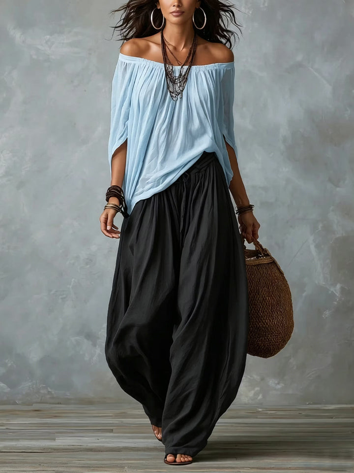 Milena | Off-Shoulder Top & Harem Pants Set