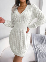 LIRAEL™ - Chic V-Neck Long Sleeve Mini Dress