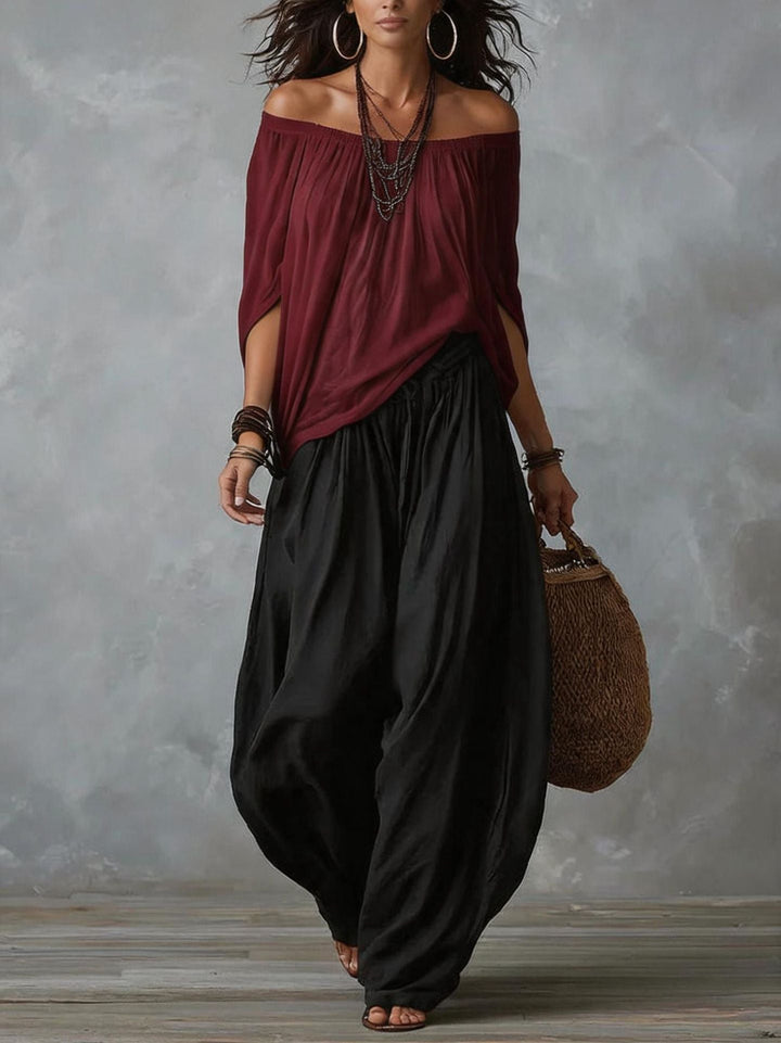 Milena | Off-Shoulder Top & Harem Pants Set