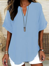 GENNEVA™ – Casual Plain Short Sleeve Blouse