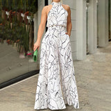 QIANAT - Wide Leg Neck Tie Sleeveless