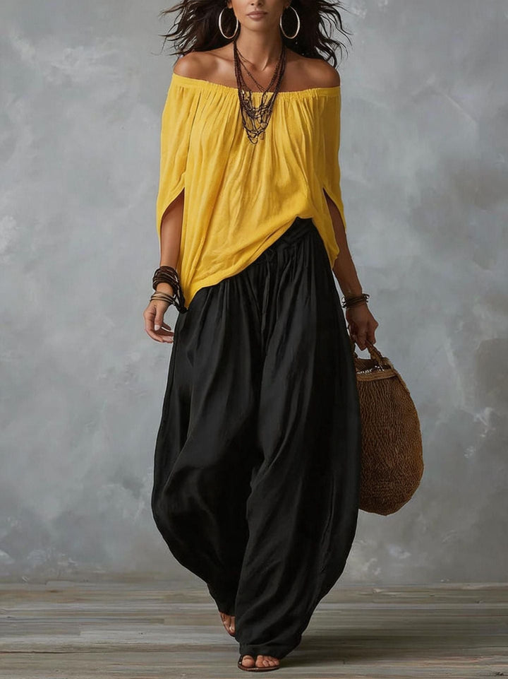 Milena | Off-Shoulder Top & Harem Pants Set