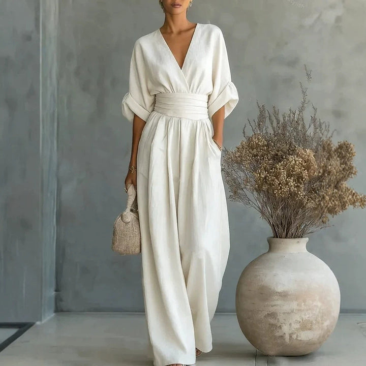 Rafaela | Draped Wrap-Front Wide-Leg Jumpsuit