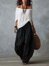 Milena | Off-Shoulder Top & Harem Pants Set
