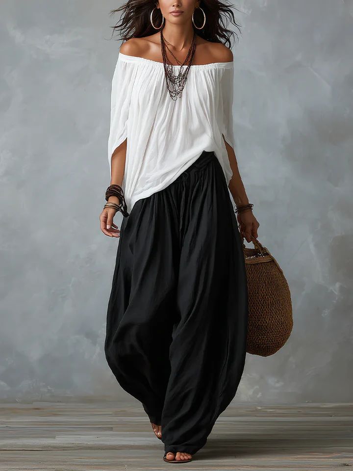 Milena | Off-Shoulder Top & Harem Pants Set