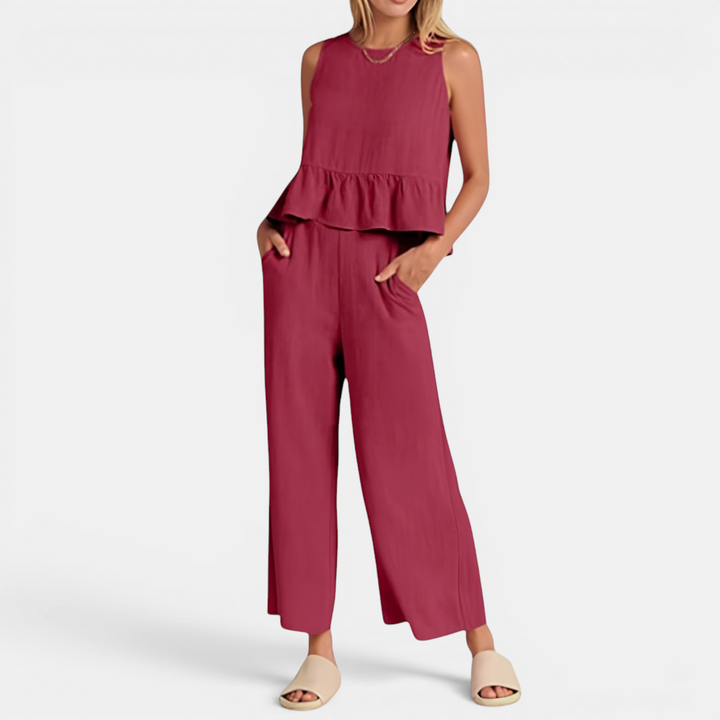 BRISETTE™ – Pleated Vest & Wide Leg Palazzo Set
