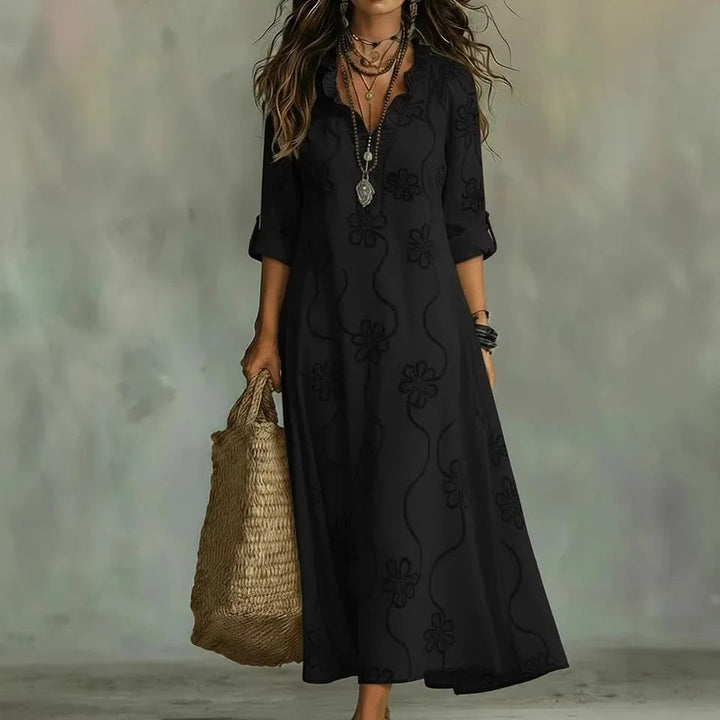 Ardyne | Embroidered Ruffle V-Neck Maxi Dress