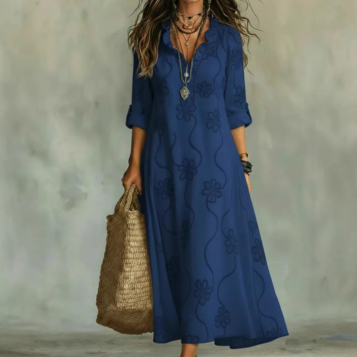 Ardyne | Embroidered Ruffle V-Neck Maxi Dress