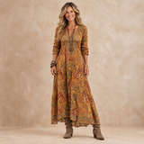 Marissa | Paisley Print Long-Sleeve Maxi Dress