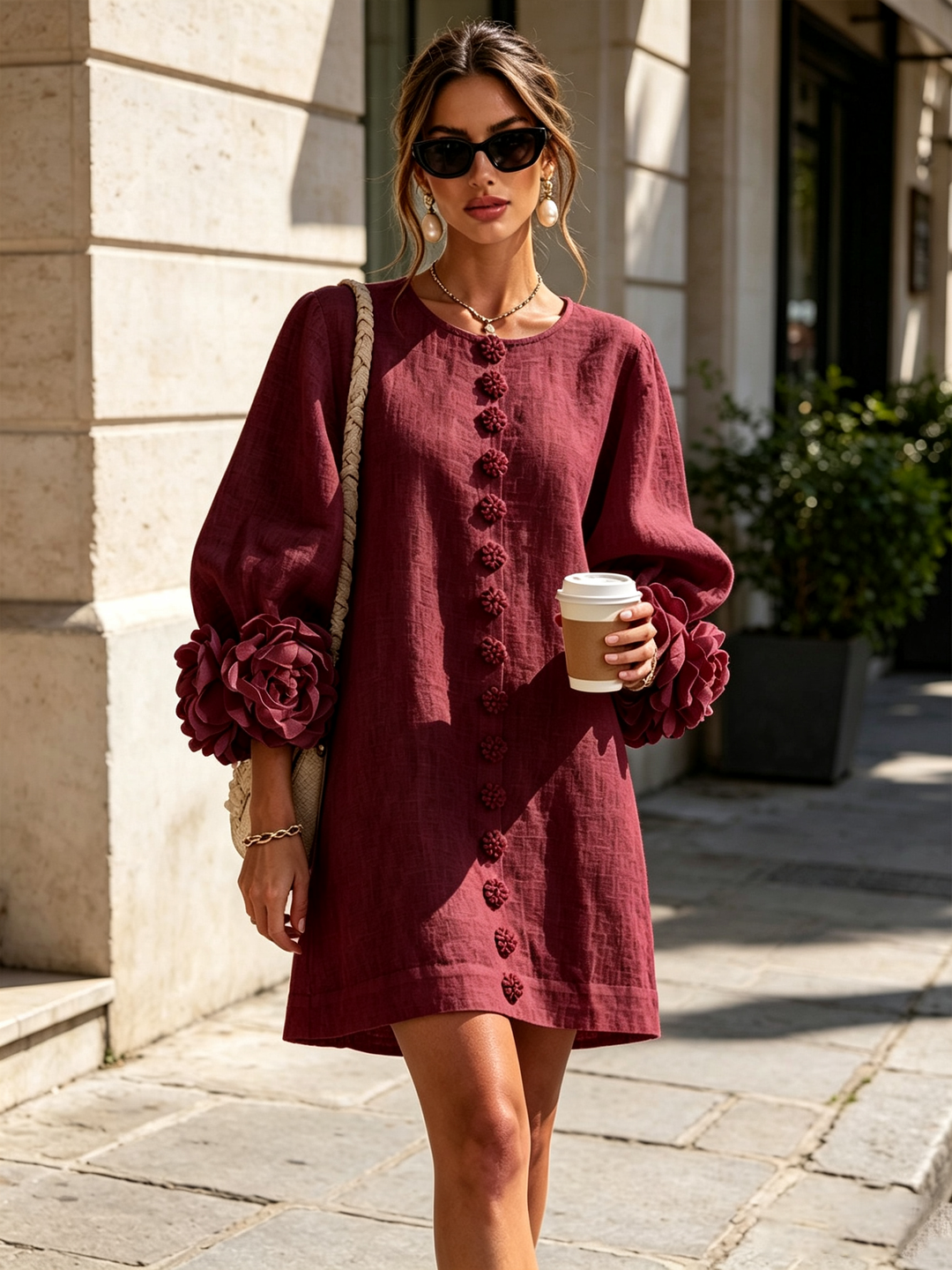 Cosette | Floral Button-Down Mini Dress