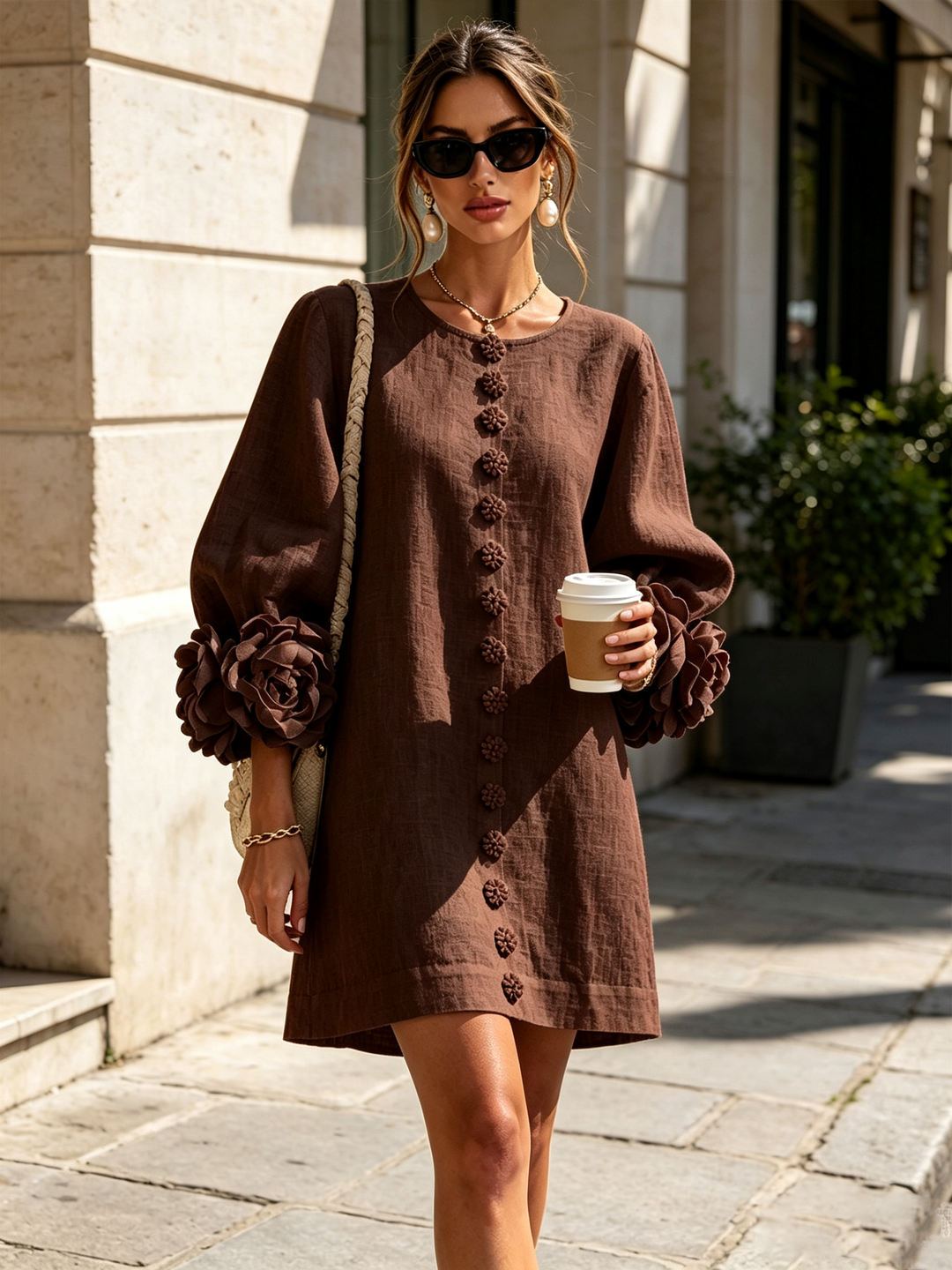 Cosette | Floral Button-Down Mini Dress