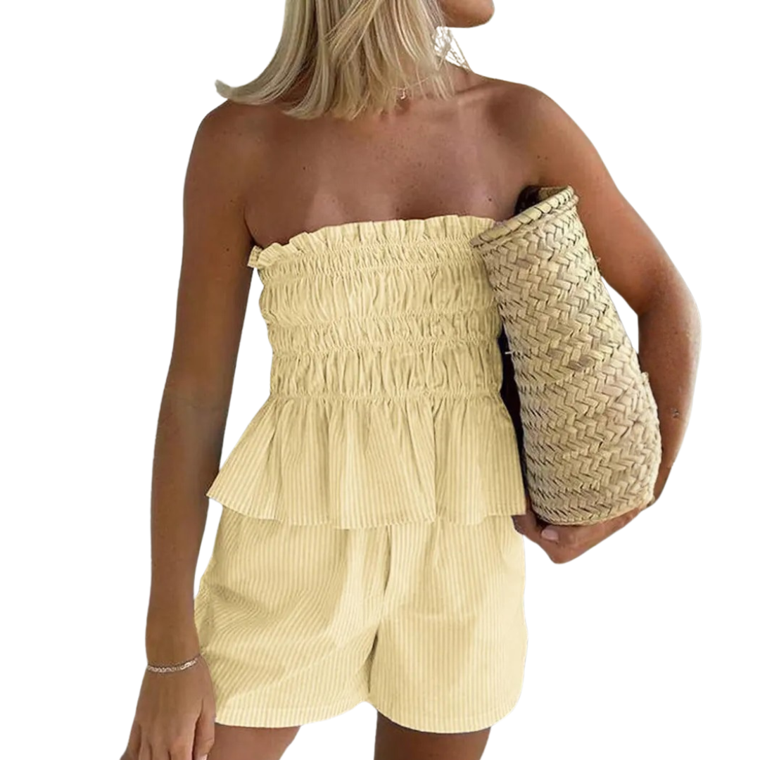 WINNIE™ – Striped Strapless Tube Top & Shorts Set