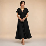 Bettina | Wrap-Style V-Neck Midi Dress