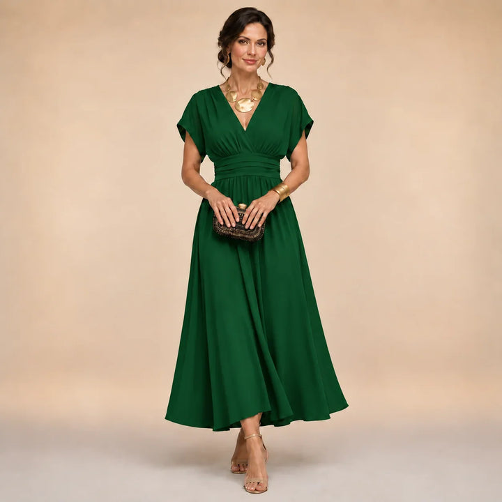 Bettina wrap-style V-neck midi dress in green