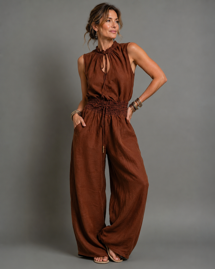 Jette | Sleeveless Belted Wide-Leg Jumpsuit