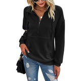 ANNIET - Lapel Zip-Up Sweatshirt for Women