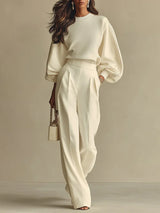 Elsbeth | Balloon-Sleeve Top & Wide-Leg Pant Set