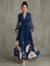 Maude | Floral Hem Sheer Sleeve Maxi Dress